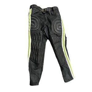 Vintage 70s KAWASAKI Cyclewear blacm Leather Moto Pants Made in USA 38 Hp